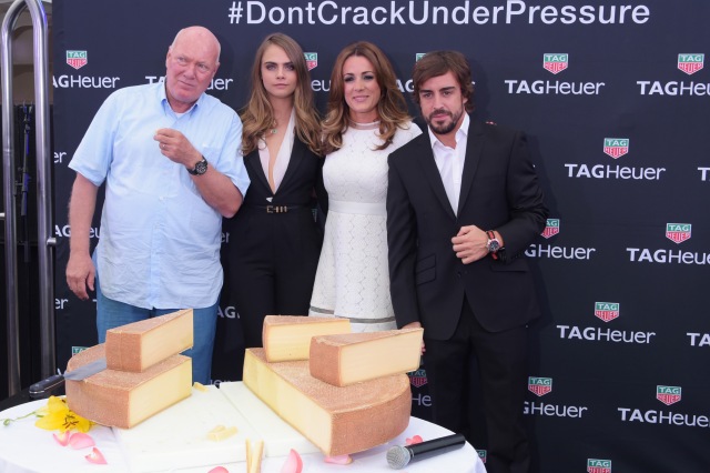 MONACO - MAY 23:  (L to R) Jean-Claude Biver, CEO of TAG Heuer, Cara Delevingne, Natalie Pinkham and Fernando Alonso attend the TAG Heuer Monaco Party on May 23, 2015 in Monaco, Monaco.  (Photo by David M. Benett/Getty Images for TAG Heuer) *** Local Caption *** Jean-Claude Biver; Cara Delevingne; Natalie Pinkham; Fernando Alonso
